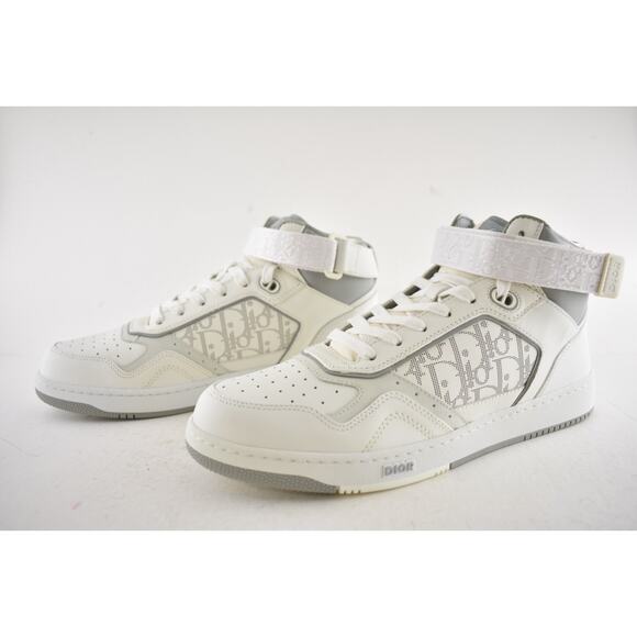 Dior Mens B27 Uptown White Grey Leather Oblique High Top Trainer Sneakers 44 11 - Picture 10 of 12